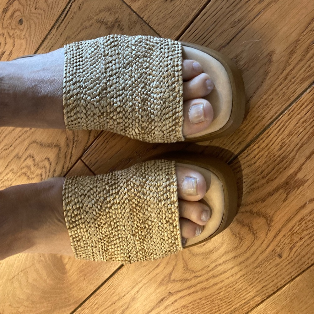 Brand new Steve Madden slinky raffia wedge slides